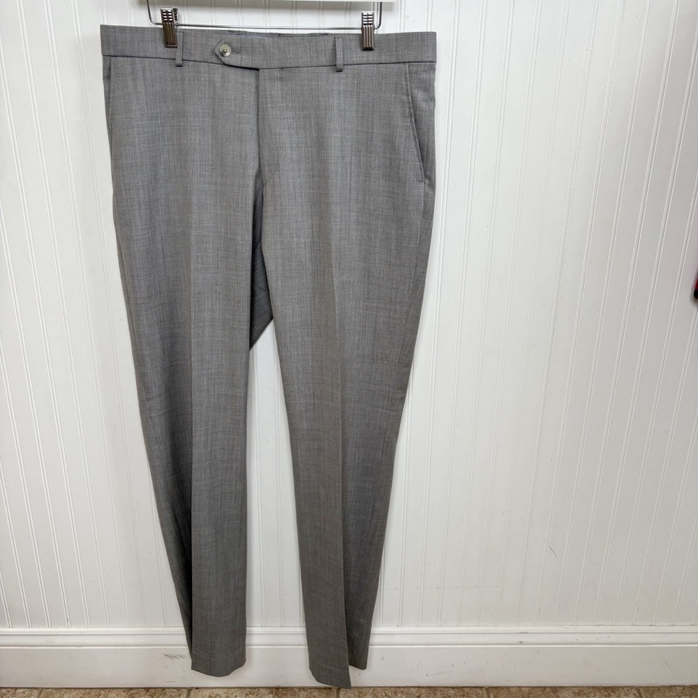 Ballin Pearl Gray Comfort EZE Super 120’s Wool Dress Pants Flat Front Men’s 36